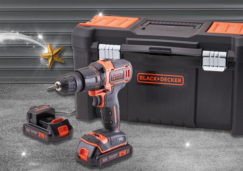 Black Decker 18V Combi Drill with 2 x 1.5Ah Li Ion Batteries